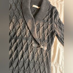 Calvin Klein Charcoal Gray Sweater Dress With Buckle Detail Size Large